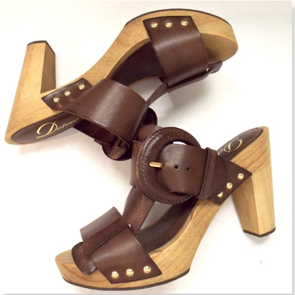 Unworn DELMAN Brown Leather Slide Buckle Sandals 6 - Picture 5 of 8